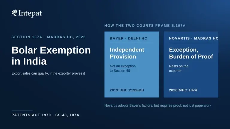 The Bolar Exemption in India After Novartis v. Venkata Narayana: What Pharmaceutical Companies Must Prove