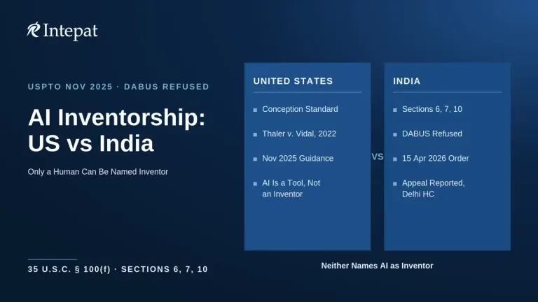 USPTO AI-Assisted Inventorship Guidance vs India’s DABUS Position