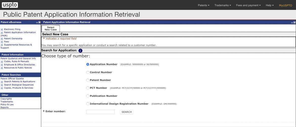 Public patent application information