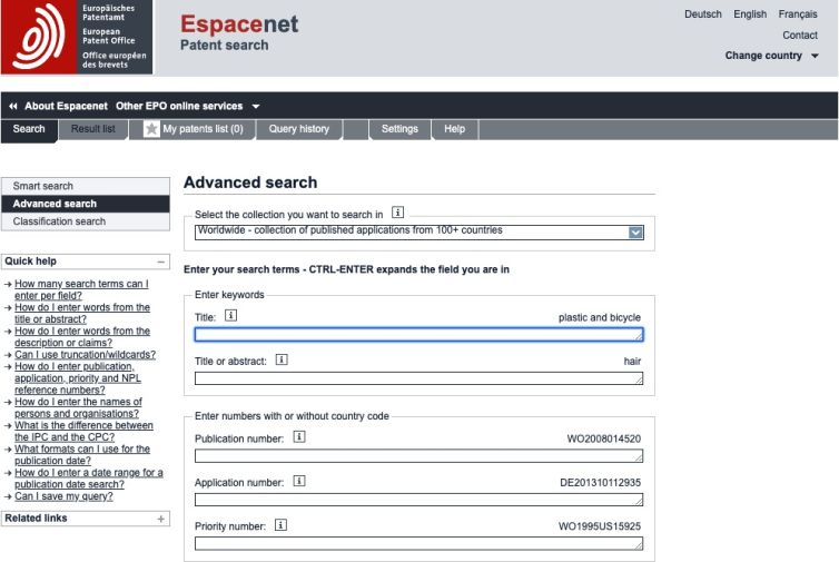 EPO Patent Search